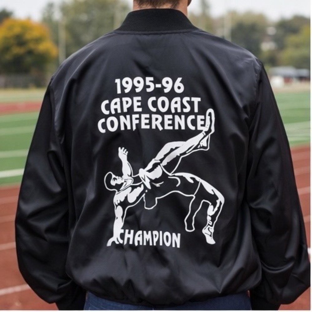 Vintage‎ Auburn Sportswear 1995 Cape Coast Conference Wrestling Jacket Black XXL